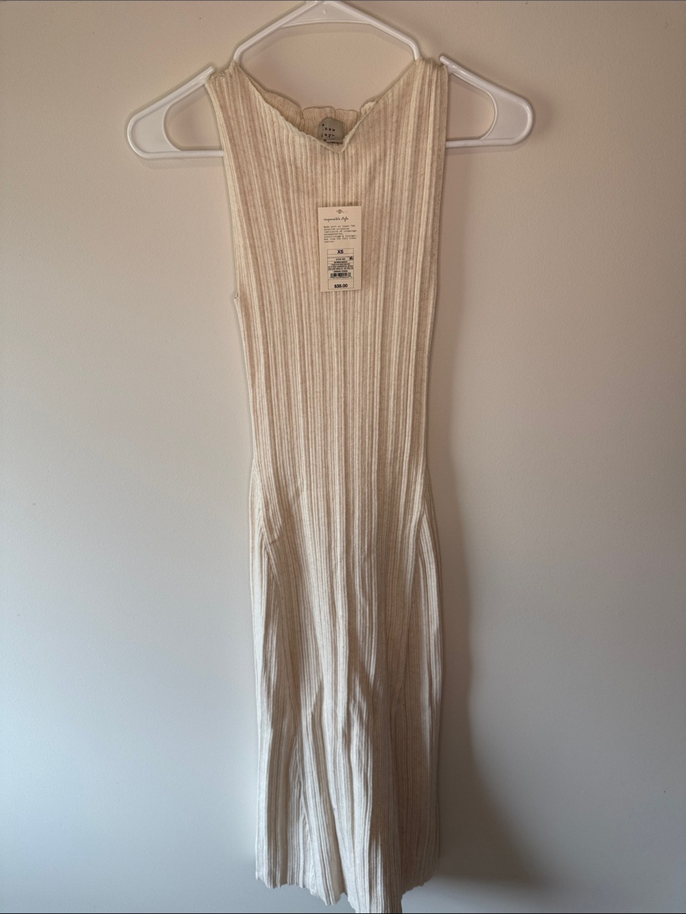 Ribbed Knit Sleeveless  Dress in Cream